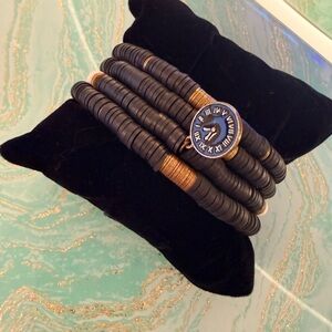 Black and Gold Beaded Bracelet Set